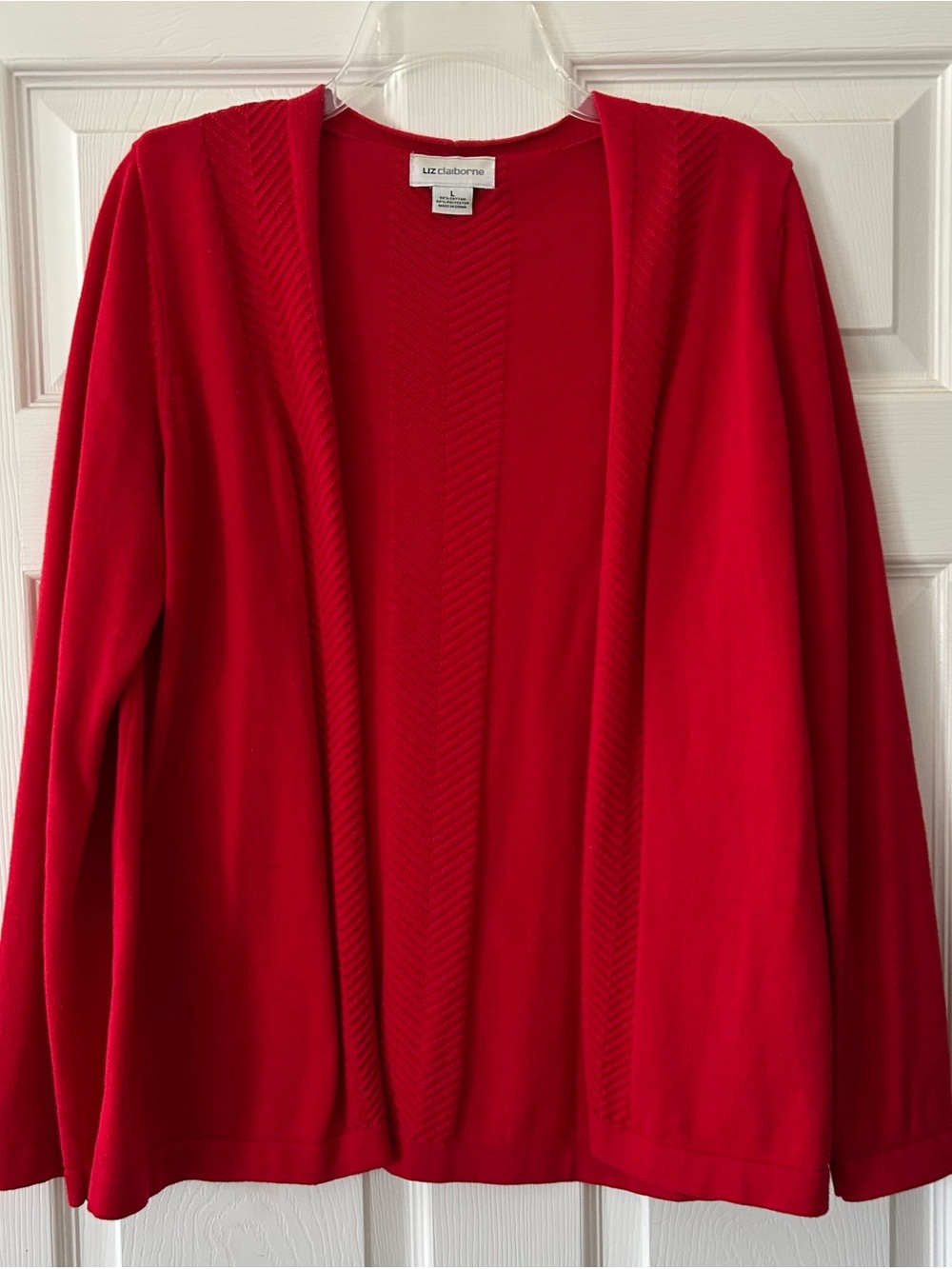 Liz Claiborne Red Open-Front Cardigan